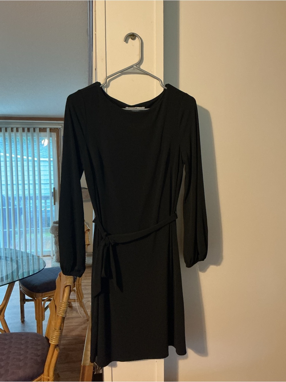 Tommy Bahama Black Long-Sleeve Belted Dress